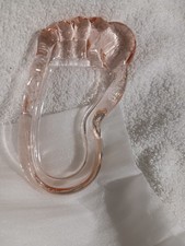 Vintage Pink Depression Glass Baby Footprint. New. Beautiful.