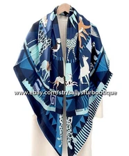 Sallys Boutique Pure Twill Silk Wrap Scarf Stole Animals Print Square Shawl 53"