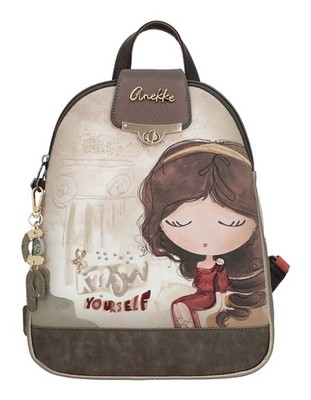 Anekke Muse Anti-Theft Backpack Rucksack Rucksack Multicolor dunkelbraun beige