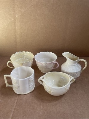 Vintage Belleek Ireland porcelain set Of 5