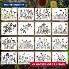 16 Pieces Wildflower Stencils for Painting, Reusable Small Spring Wild Flower St