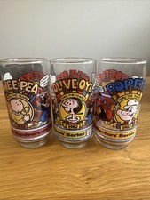 3 Popeye, Olive Oyl & Swee’Pea The Years Glass Pepsi Popeyes Chicken Collector