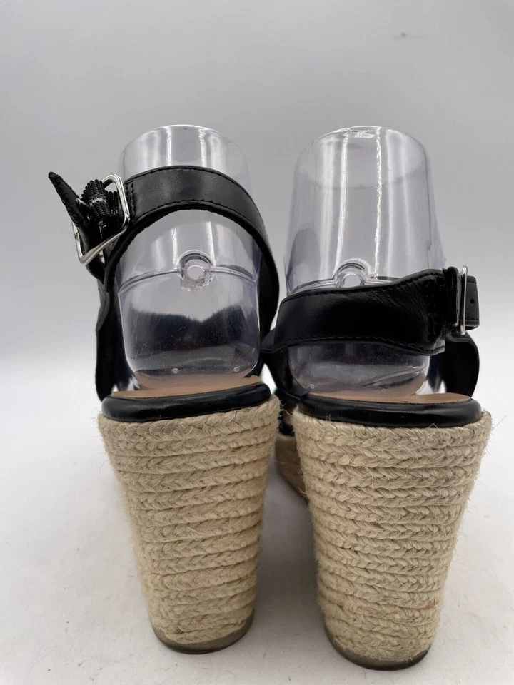 American Eagle Slingback Strappy Sandal Women's Sz 7.5 Wicker Heels Leather - Image 3 of 4