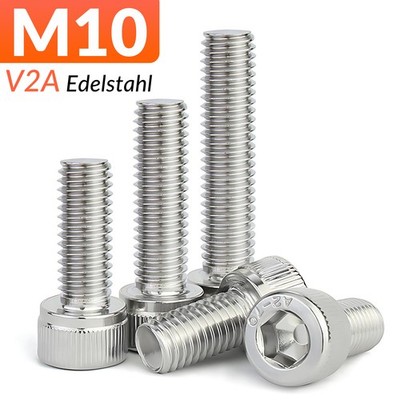 M10 DIN912 Zylinderschraube Innensechskant Kopf Schrauben A2 Edelstahl V2A M10x