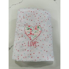 Just Born Baby Blanket Pink White Polka Dot Floral Heart Love Sherpa