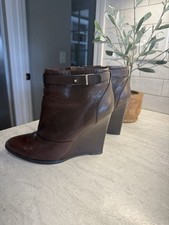 Botines de cuña de cuero marrón melody COACH para mujer talla 5,5B Y2K