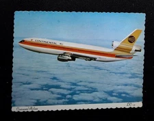 Aerial View Continental Airlines Plane Vintage Deckle Edge Postcard 4x6