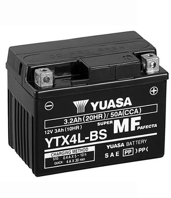 Yuasa YTX4L-BS AGM Batterie 12V 3AH CP - Einbaufertig (FTX4L-BS GTX4L-BS CTX4...