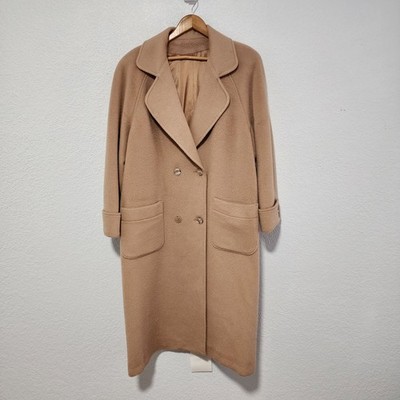 Vintage Josh Evans Trench Coat Double Breasted Wool Mohair Size 16 Old Money