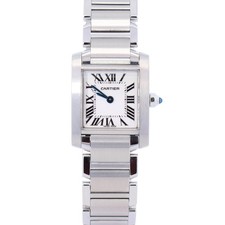 Cartier Tank Stainless Steel 20mm Ivory Dial Watch Ref# W51008Q3