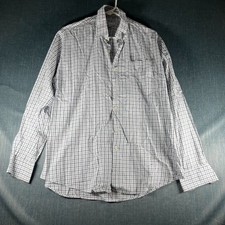 Peter Millar Men s Shirt SizeXL White Blue Plaid Button Down Long Sleeve Cotton