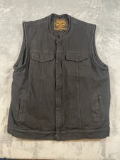 Milwaukee Performance Black Denim Collection Biker Snap Zip Vest Size XL