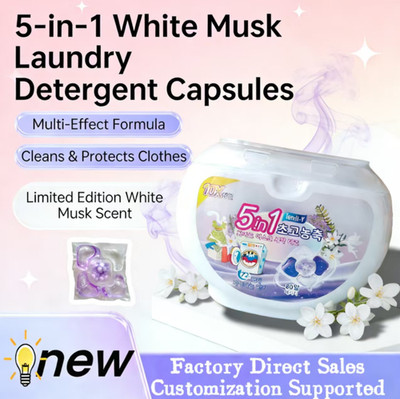 5-In-1 White Musk Laundry Detergent Pods (80pcs),Powerful Laundry Detergent Pods