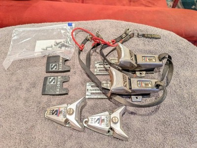 Vintage Salomon 444 Ski Bindings Step In Design with Leashes