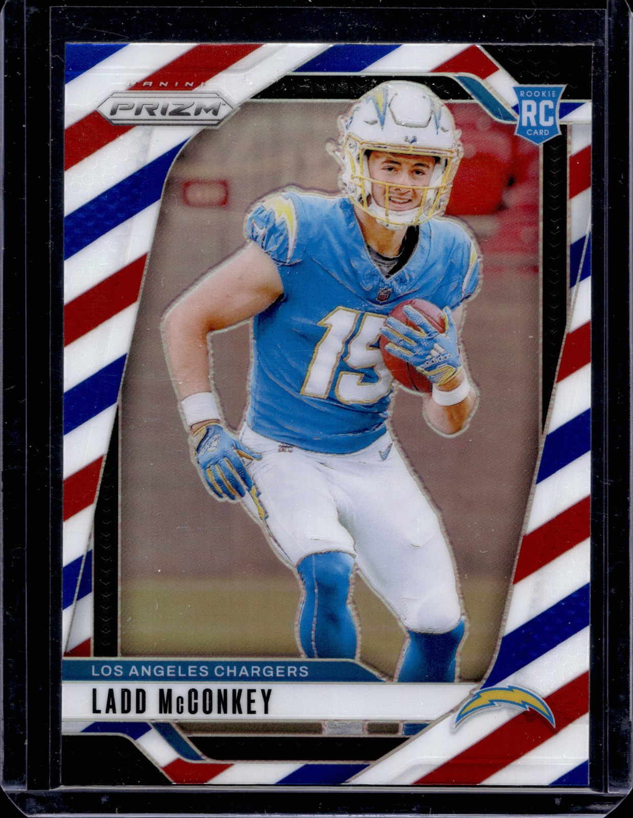 2024 Panini Prizm #365 Ladd McConkey RED WHITE BLUE REFRACTOR Rookie Chargers