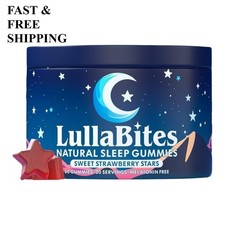 NEW LullaBites Natural Sleep Gummies Strawberry Stars Flavor 60 Gummies