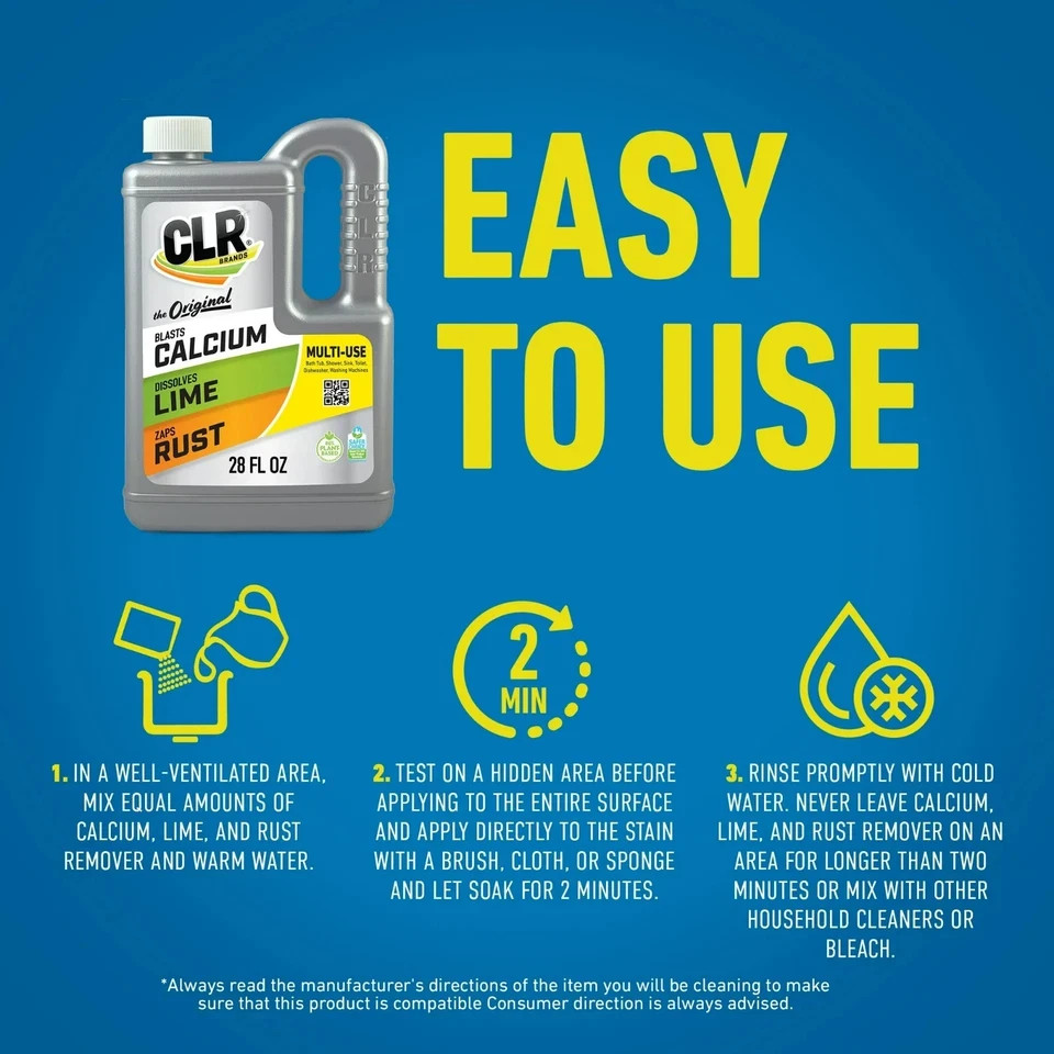 CLR Calcium Lime & Rust Remover Multi-Use Household Cleaner 28 fl oz