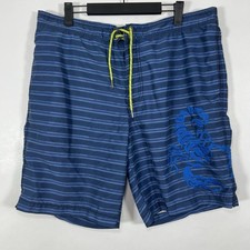 Tommy Bahama Relax Swim Trunks Mens Size Large Blue Striped 34x9 Scorpion Lined