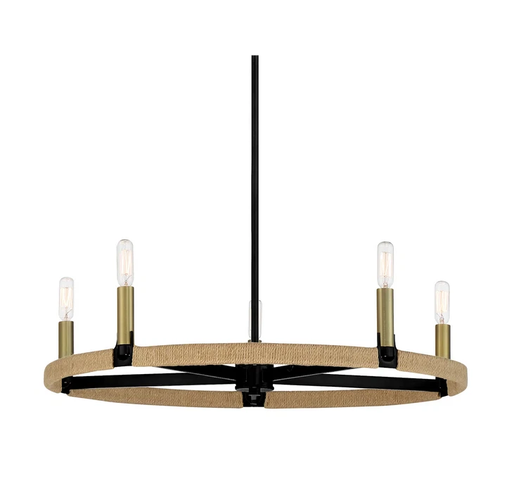 Minka Lavery 3865 Windward Passage 5 Light 27"W Ring Chandelier Coal Soft Brass - Image 2 of 4