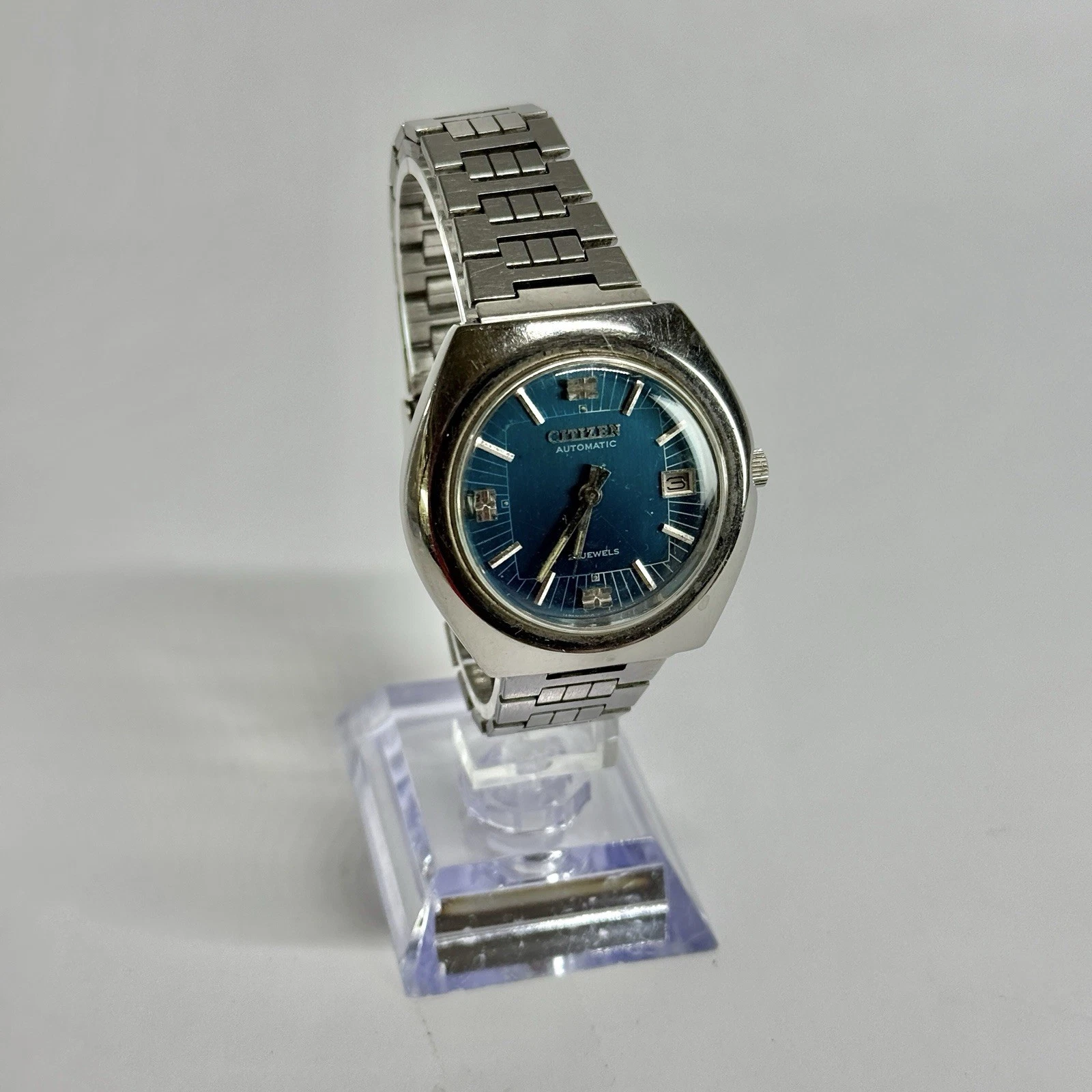 CITIZEN 4-160126 Analog Automatic Silver Tone Men Vintage Watch W607 *WORKING