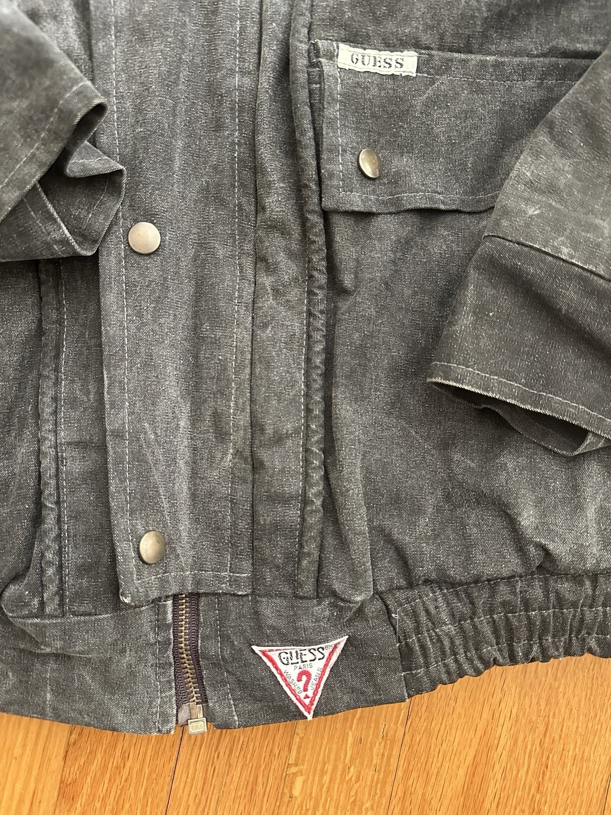 Vintage 80s GUESS Georges Marciano Black Denim Jacket Rare Marty Mcfly Coachella image 3