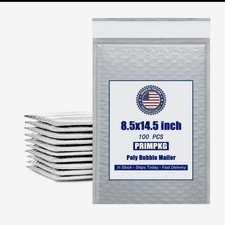(50) Bags 8.5X 14.5 POLY BUBBLE MAILERS Padded Grey Shipping Envelopes 8.5X 14.5