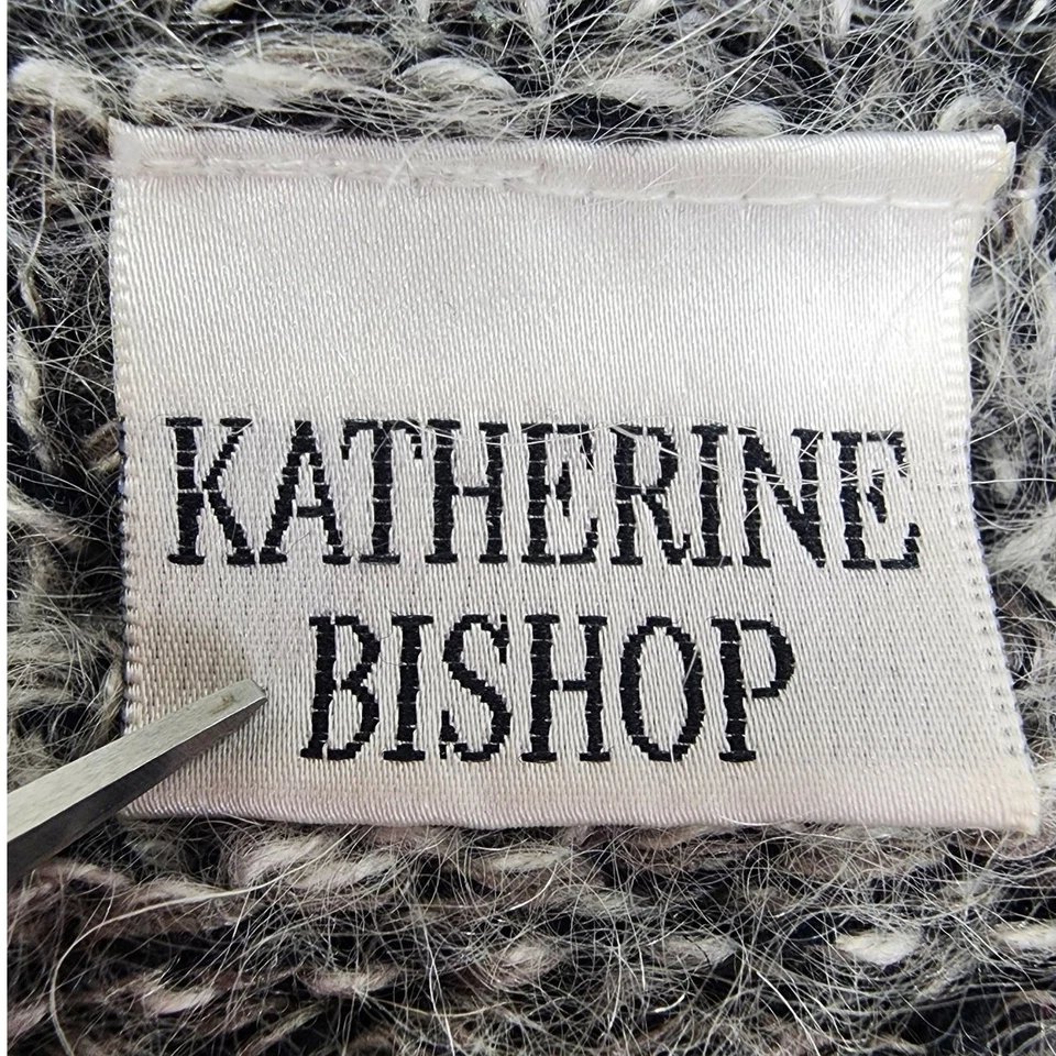 Suéter De Colección Katherine Bishop Mujer M Gris Seda Lana Mohair Grueso Tejido con Cable Foto 4 de 4
