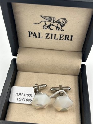 NWT. Pal Zileri Stainless Steal pearl white  - Cufflinks