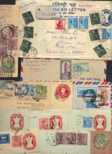 INDIA 1930-60s COLL OF 12 CVRS & POSTAL CARDS FROM K GEORGE V ISSUE INC CENSORED - Picture 1 of 1
