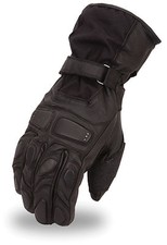 Mens Textile/Leather Combo Waterproof Motorcycle Winter Gauntlet Glove FI138-GL