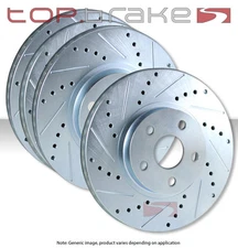 FRONT+REAR SET Performance Cross Drilled Slotted Brake Disc Rotors TBS34292