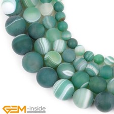 Green Agate Natural Gemstone Frosted Matted Round Loose Beads Jewelry Making AU