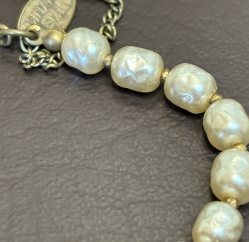 Miriam Haskell Signed Faux Baroque Pearl Bead Vintage Fashion Bracelet 7” - Picture 8 of 13