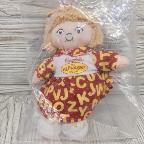 Campbell's Alphabet Soup Kids Plush Soft Doll Girl Food Advertising Sealed Vtg