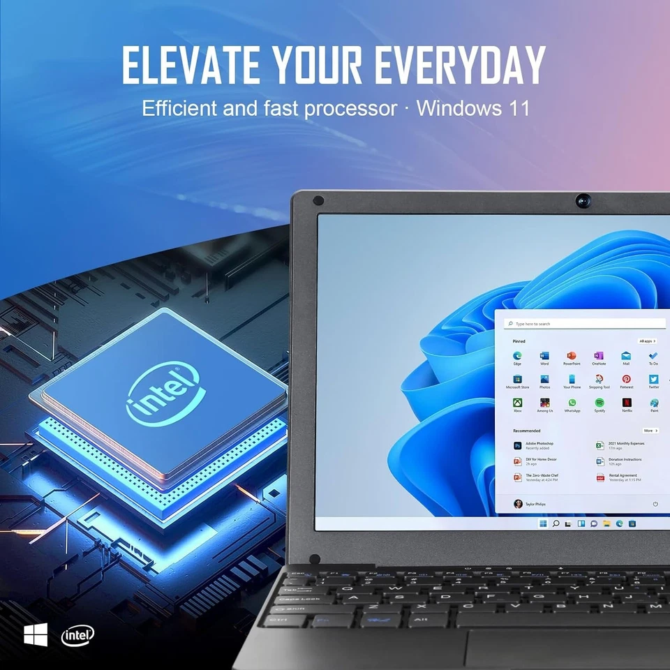 New 10 Inch Mini Laptop Notebook PC 8GB/128GB Win 11 Celeron Quad-Core - Image 2 of 4