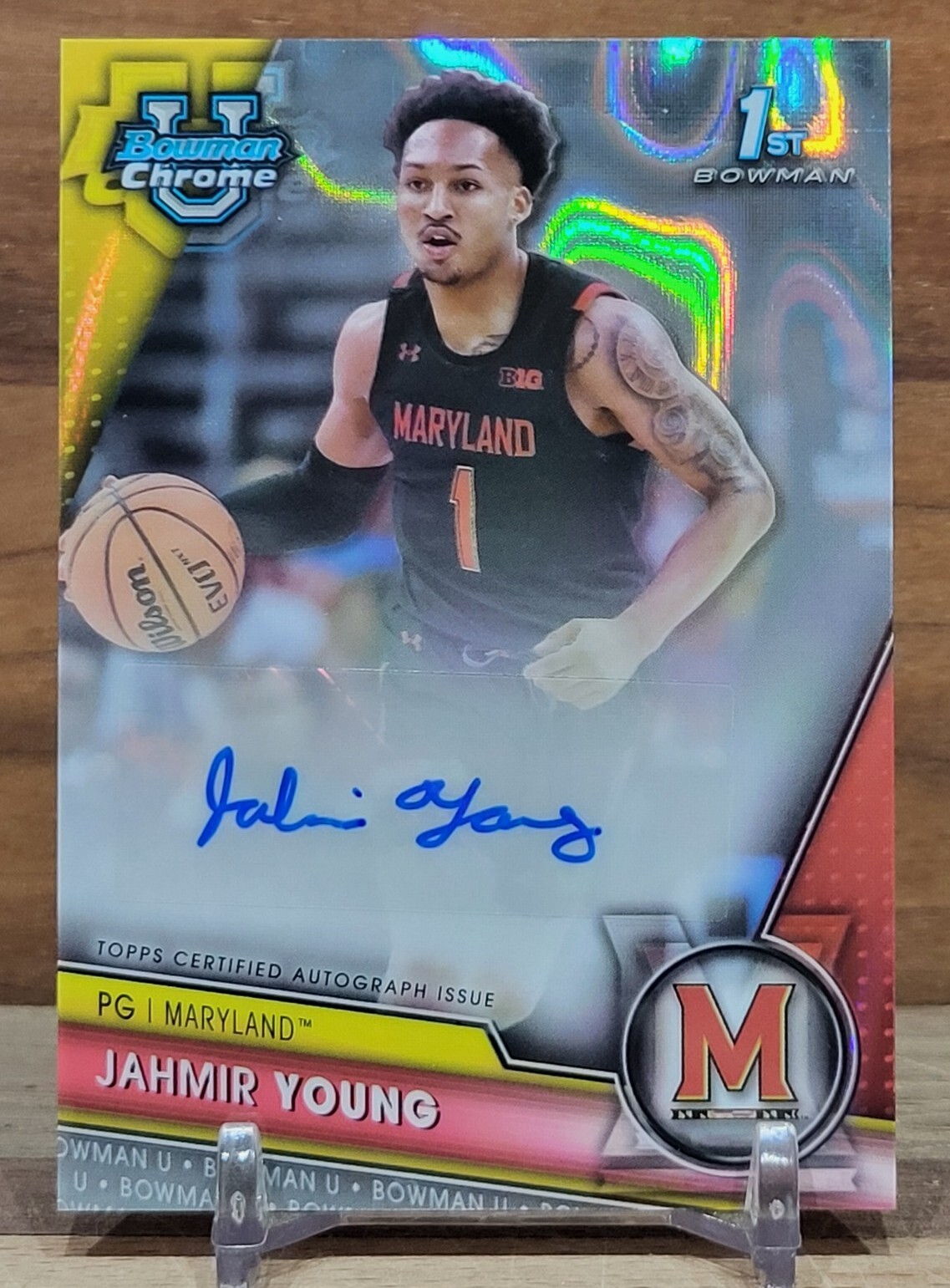 2023-24 Topps Bowman Chrome University Auto BCPA-JY Jahmir Young Lava /199