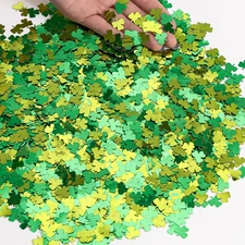 3000Pcs St. Patrick'S Day Shamrock Confetti Decorations, Green Metallic Foil Sha