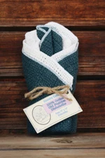 NEW - Farmhouse Style 100% Cotton Dishcloths, Set of 4 (2 Dk Green & 2 Natural)