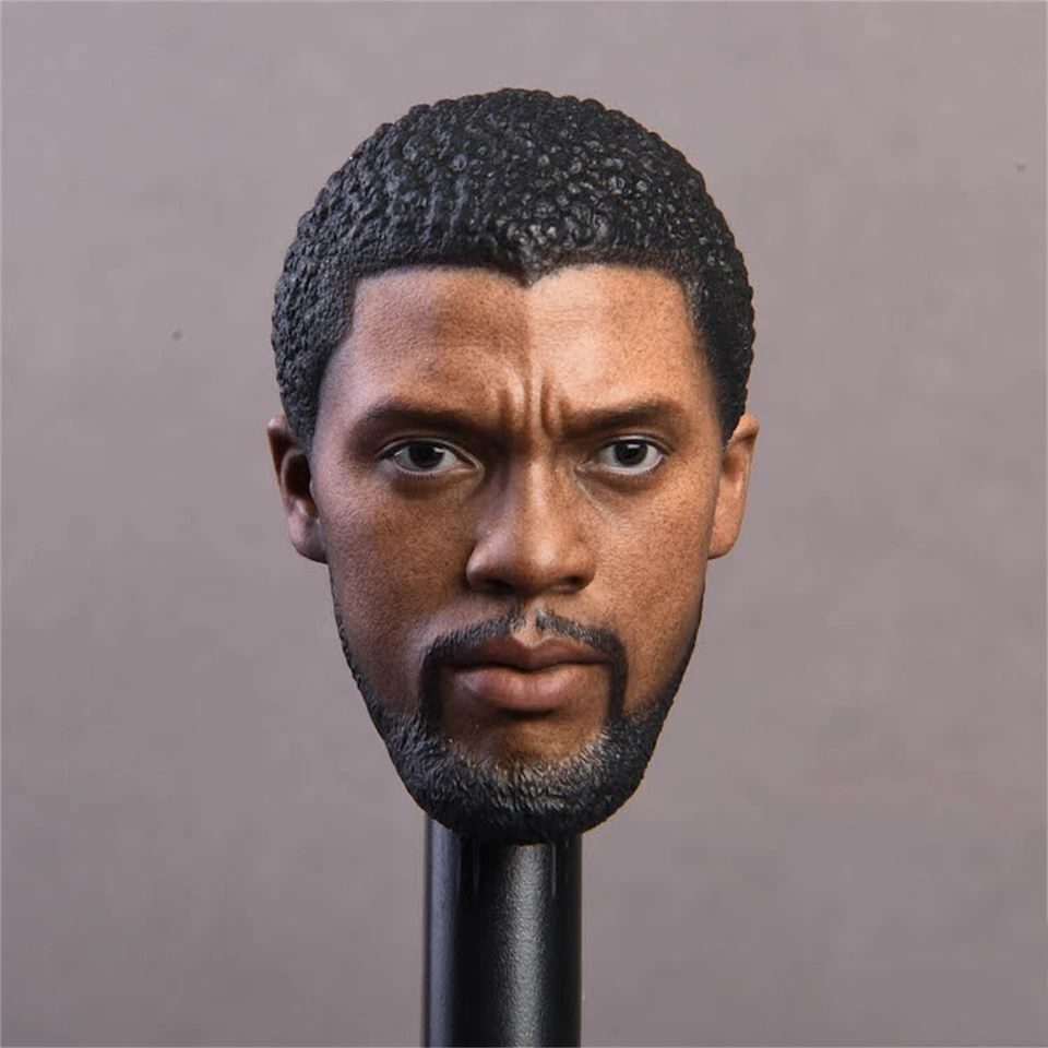 1/6 Chadwick Black Panther Man Head Sculpt Fit 12" Hot Toys Worldbox Body Figure - Image 4 of 4
