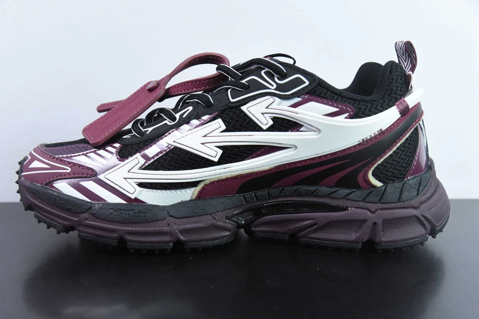 Off Arrow White Be Right Back Unisex Sneakers Burgundy - Image 3 of 4