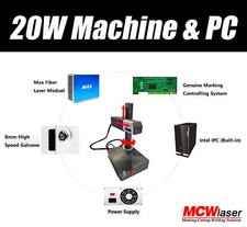 MCWlaser 20W MAX Fiber Laser Marking Machine & PC Engraving Etching Big Sale