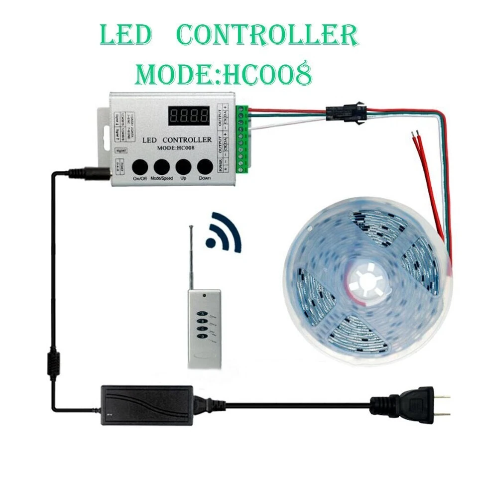 HC008 4Keys DC 5V 12V 24V programmable RGB led pixel controller 133 effect modes - Image 2 of 4