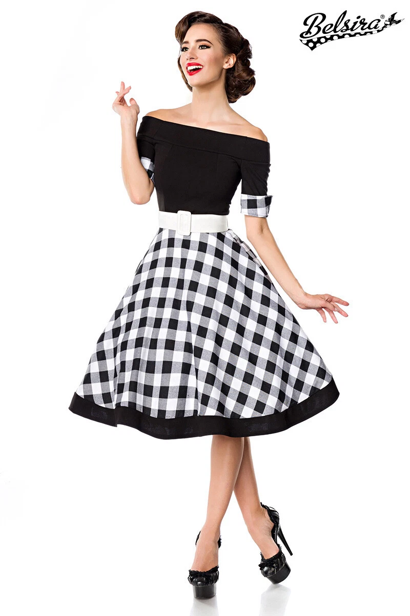 Vestito Vintage Anni 50 Rockabilly Donna PinUp Retro Gonna Svasata 50048