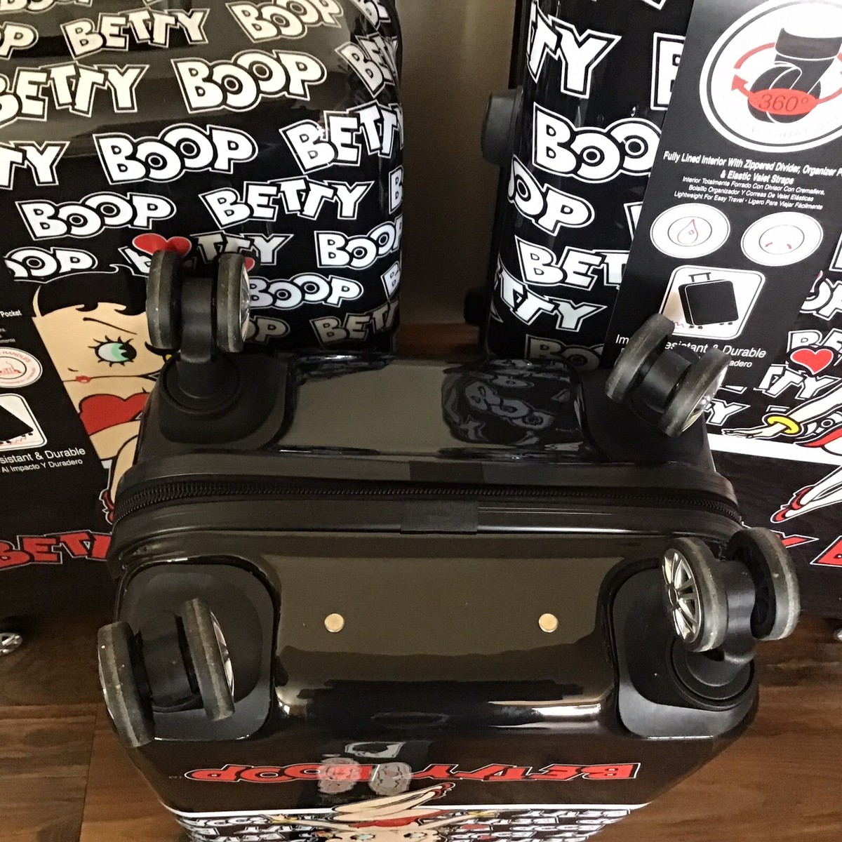 Betty Boop 30” 25” 21” Luggage Suitcase Black White Spinner