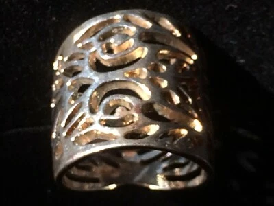 Breiter Ring Durchbruchmuster Silber od. versilbert keine Punze 18mm Innenmaß 57 - Bild 1 von 4