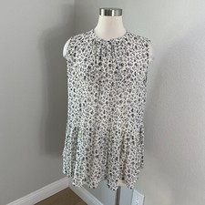 Uniqlo Womens Large Chiffon Floral Sheer Sleeveless Blouse Swing Top Shirt