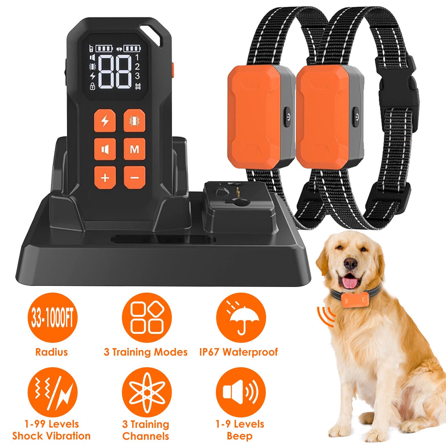 Vibration Shock Collar / Receiver For 1-2 Dog Safe