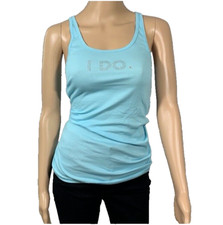 Victoria's Secret Bride I DO Bling Tank Top Women's size Large Icy Blue Bridal