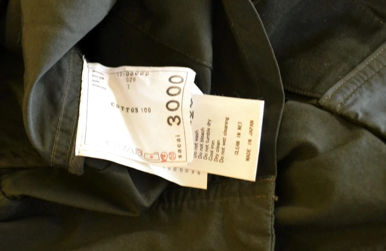 Abito cargo Sacai cotone oliva spalle scoperte taglia 2 media