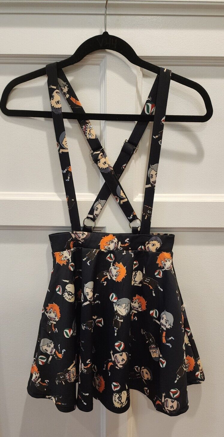 Hot Topic Haikyu Chibi Suspender Skirt Crunchy Roll Sz XS